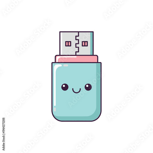Cartoon smiling USB flash drive device.