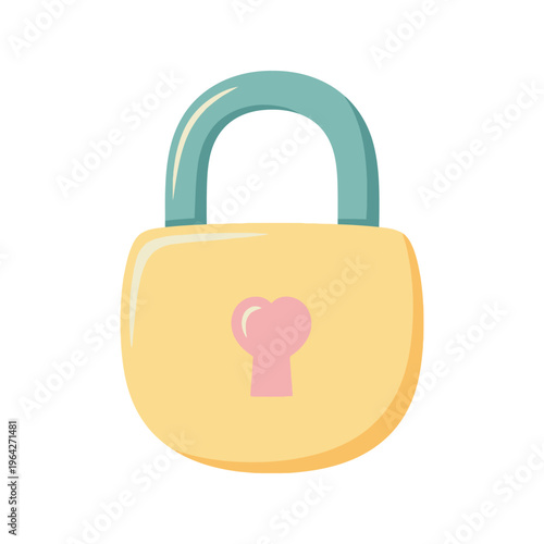 Yellow Padlock with Green Handle.