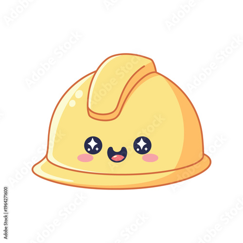 Cute Cartoon Hard Hat Character Face.