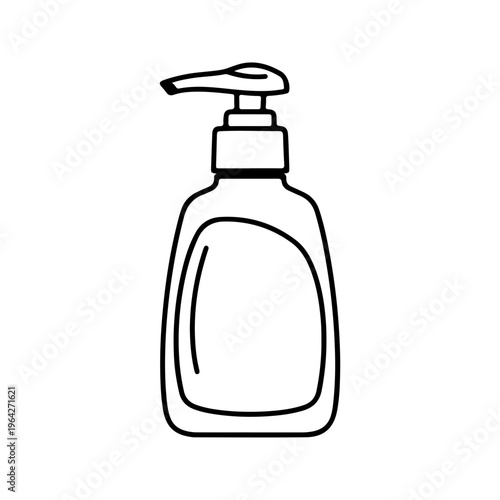 Minimal line art of liquid dish soap bottle with small pump clean design Vector illustration