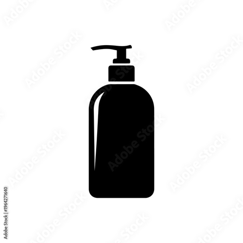 Minimal solid shape of hand sanitizer pump bottle in flat design style Vector illustration