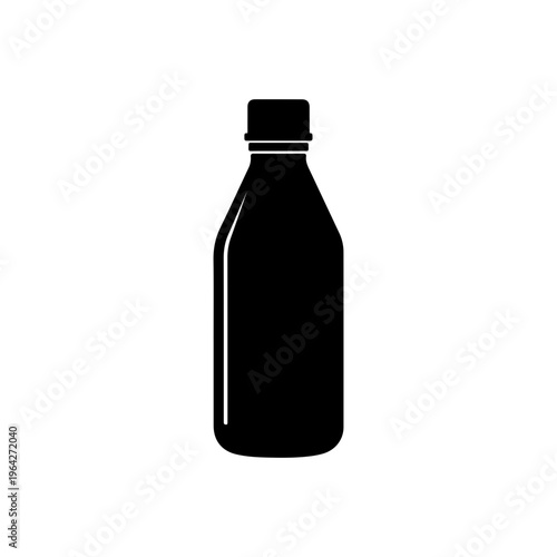 Minimal black silhouette of a liquid refill bottle with screw cap simple design Vector illustration