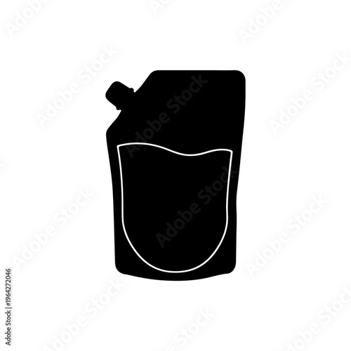 Minimal black silhouette of a hand wash refill pouch soft flexible shape design Vector illustration
