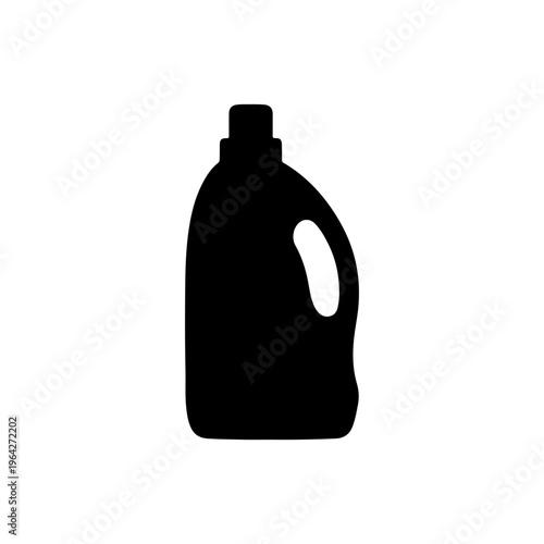 Solid silhouette of detergent bottle with handle clean minimal recognizable form Vector illustration