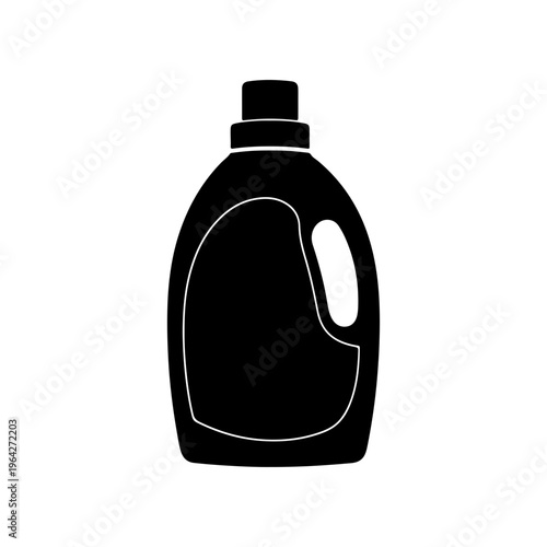 Solid silhouette of detergent bottle with handle simple recognizable shape Vector illustration