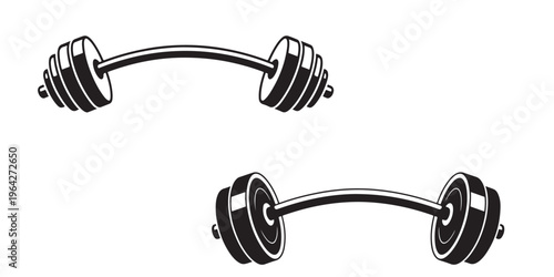 Heavy barbell weightlifting silhouette icon
