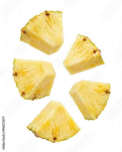 Quadro su tela Five ripe yellow pineapple chunks arranged in a circular pattern