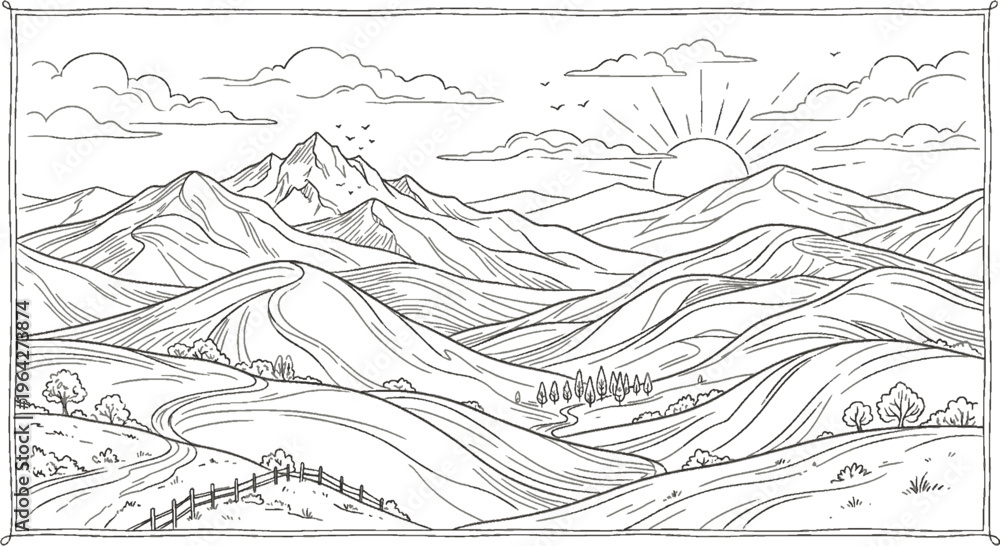 Fototapeta premium landscape with mountains