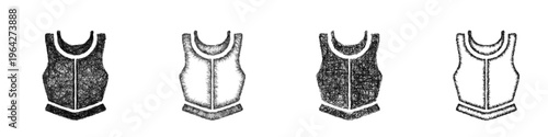 Sketch breastplate icon design set