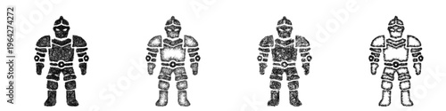Sketch battle armor set icon design set