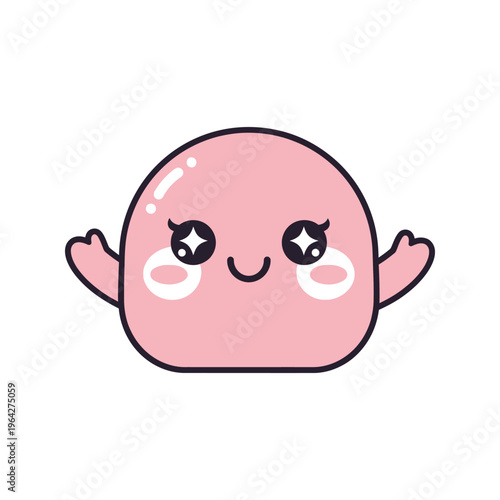 Cute Pink Cartoon Character Face.