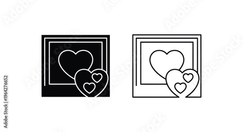 Heartfelt love symbols in square frames Vector