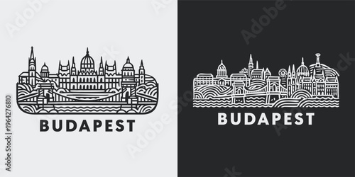 Budapest Hungary City Skyline Vector Art