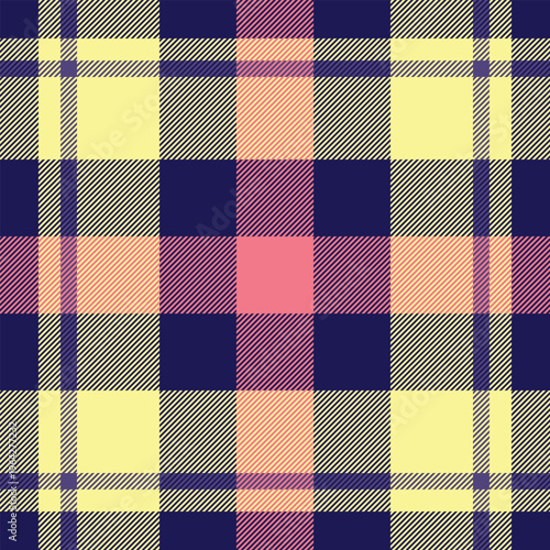 Occupation background vector fabric, summertime check plaid pattern. Festive texture seamless tartan textile in blue and yellow colors.