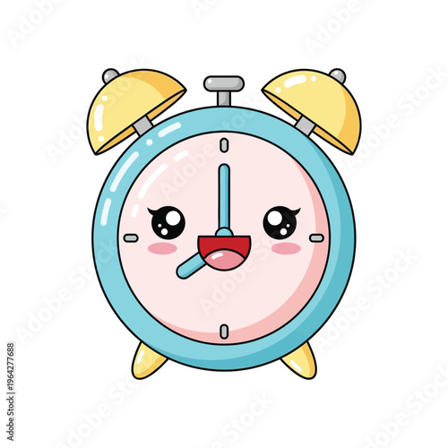 Cute Cartoon Alarm Clock Face.