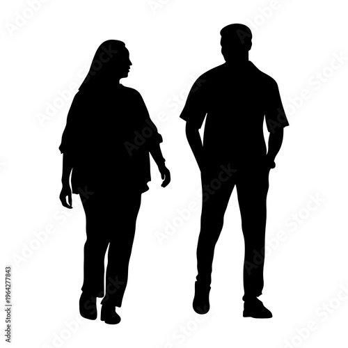 silhouette of a couple vector. vector silhouette of a man and a woman standing side by side. silhouettes of people. Romantic couple silhouette set showing love