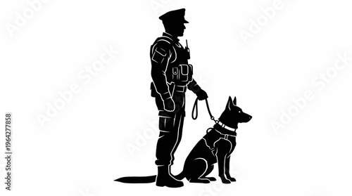 Police Officer and K9 Dog Silhouette
