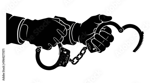 Arrested Hands Restricted by Handcuffs Symbolizing Captivity and Loss of Freedom