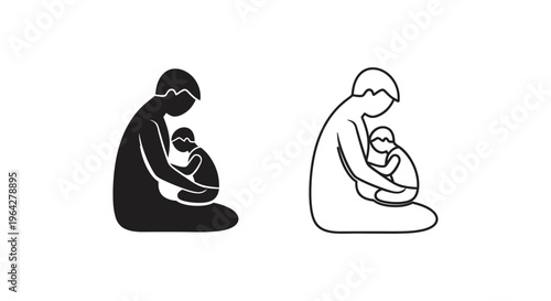 Mother nursing baby, breastfeeding illustration Vector