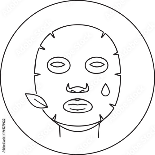 Black Outlined Icon of facial mask