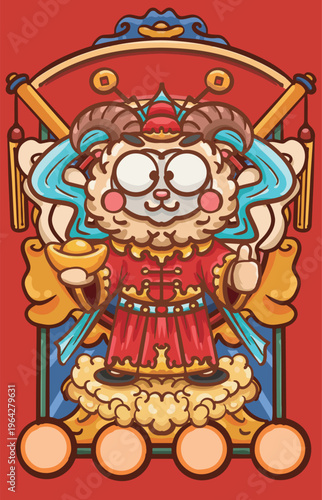 Hand-drawn cartoon sheep year illustration poster material
