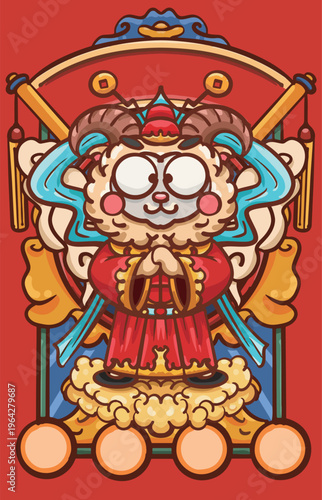 Hand-drawn cartoon sheep year illustration poster material
