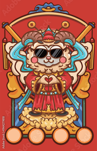 Hand-drawn cartoon sheep year illustration poster material
