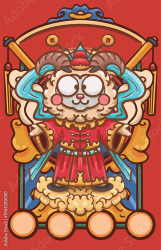 Hand-drawn cartoon sheep year illustration poster material
