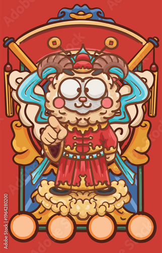 Hand-drawn cartoon sheep year illustration poster material
