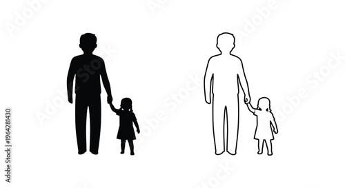 Father and daughter walking hand in hand Vector