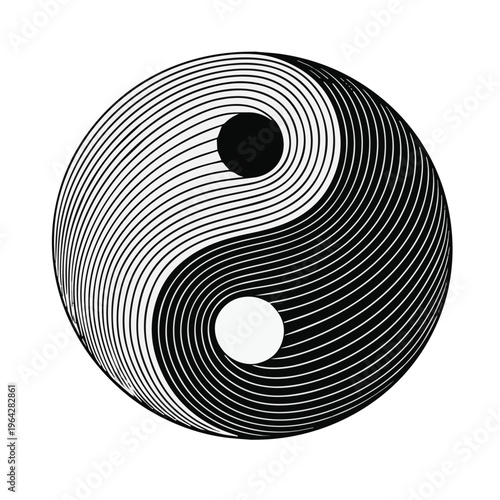 A simple vector icon logo of a black and white yin yang symbol, representing balance, harmony, and duality, designed with clean lines and a timeless minimalist style.
