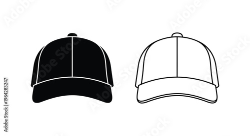 Black and white baseball cap illustration Vector