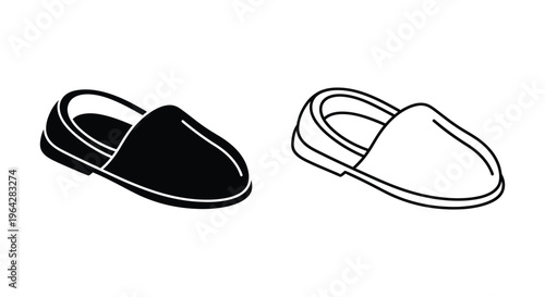 Black and white slippers illustration Vector