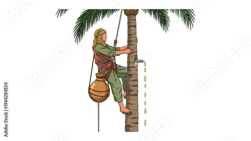 Palm Tree Tapper: A skilled individual ascends a towering palm, harvesting its sweet nectar with precision and tradition.