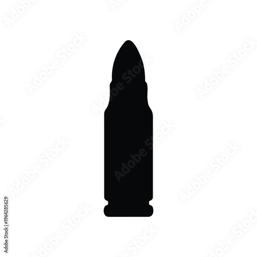 Bullet caliber line silhouette vector flat design on white background.
