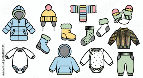 Baby clothes and accessories laid out 6.