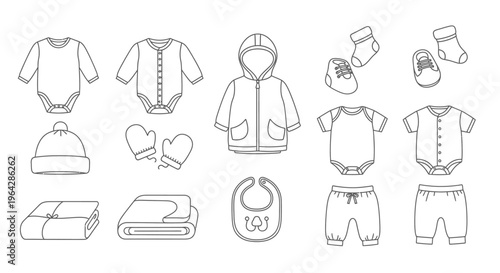 Baby clothes and accessories line art 6.