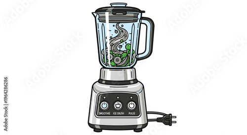 Blender with buttons and pitcher.