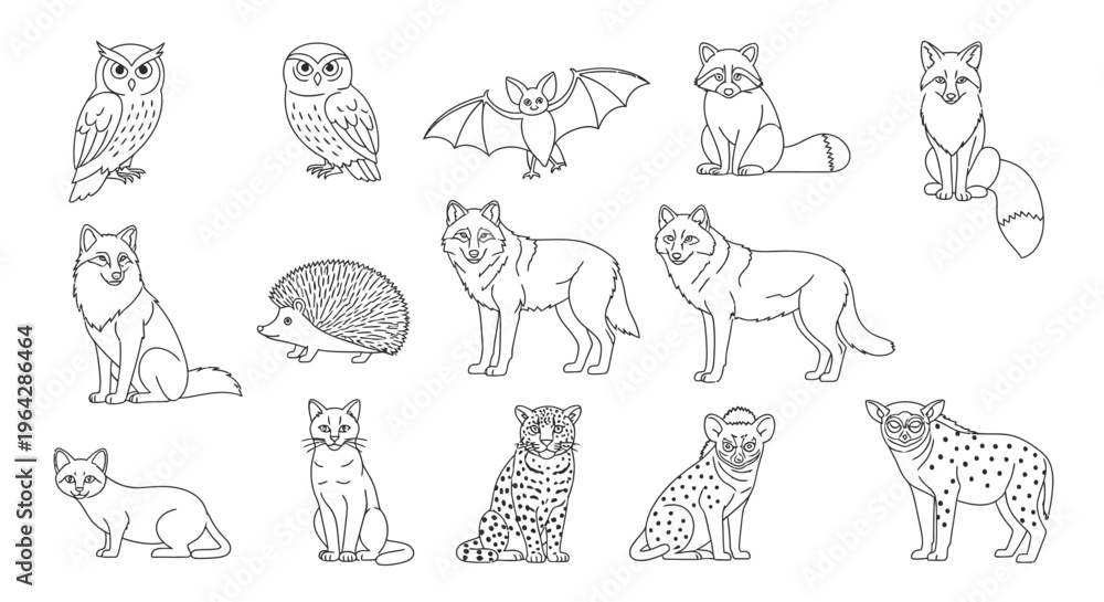 Obraz premium Collection of various wild animal drawings 13.