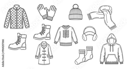 Winter clothing and accessories collection.