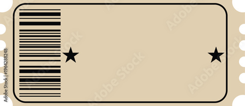 Photo of vintage style blank ticket with barcode
