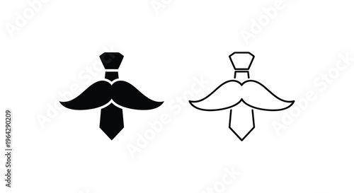 Black and white mustache icon set Vector
