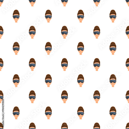 Woman wearing a sleep mask creating a seamless pattern for sleep and relaxation