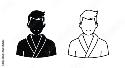 Man and silhouette man in bathrobe Vector