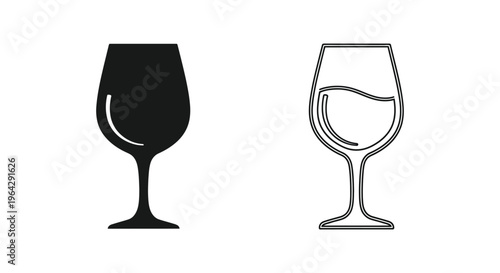 Wine glasses black and white Vector