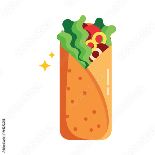 Fresh and Delicious Wrap Sandwich Icon, Flat Design Style