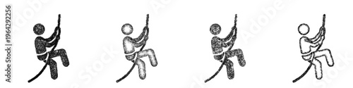 Sketch abseiling icon design set