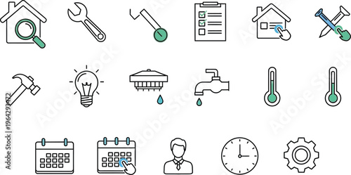 Collection of home maintenance and organization icons