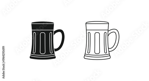 Beer mugs line art Vector