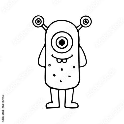 Cute Cartoon Alien Outline